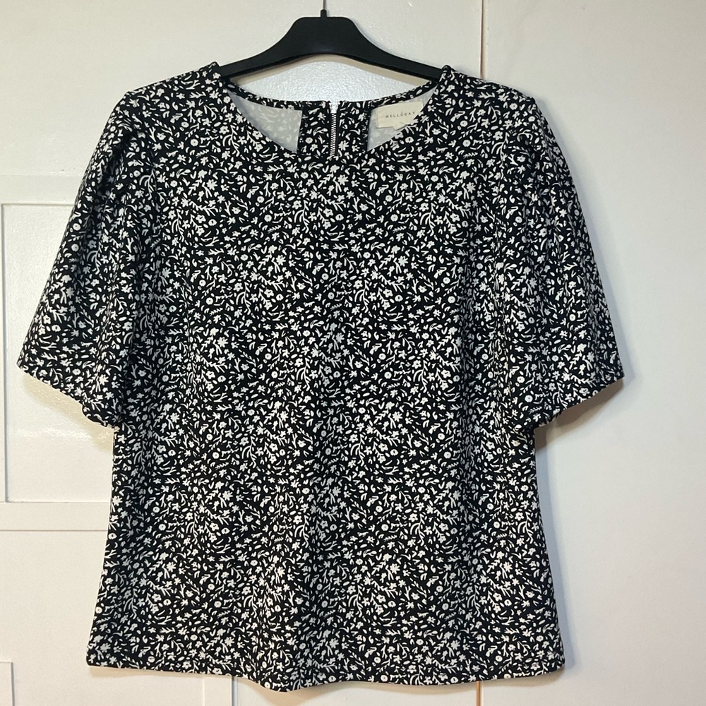 Melloday Floral Black and White Top